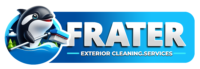 Frater Exterior Cleaning Services logo featuring a whale and cleaning tools, representing eco-friendly exterior cleaning solutions in Victoria, BC.